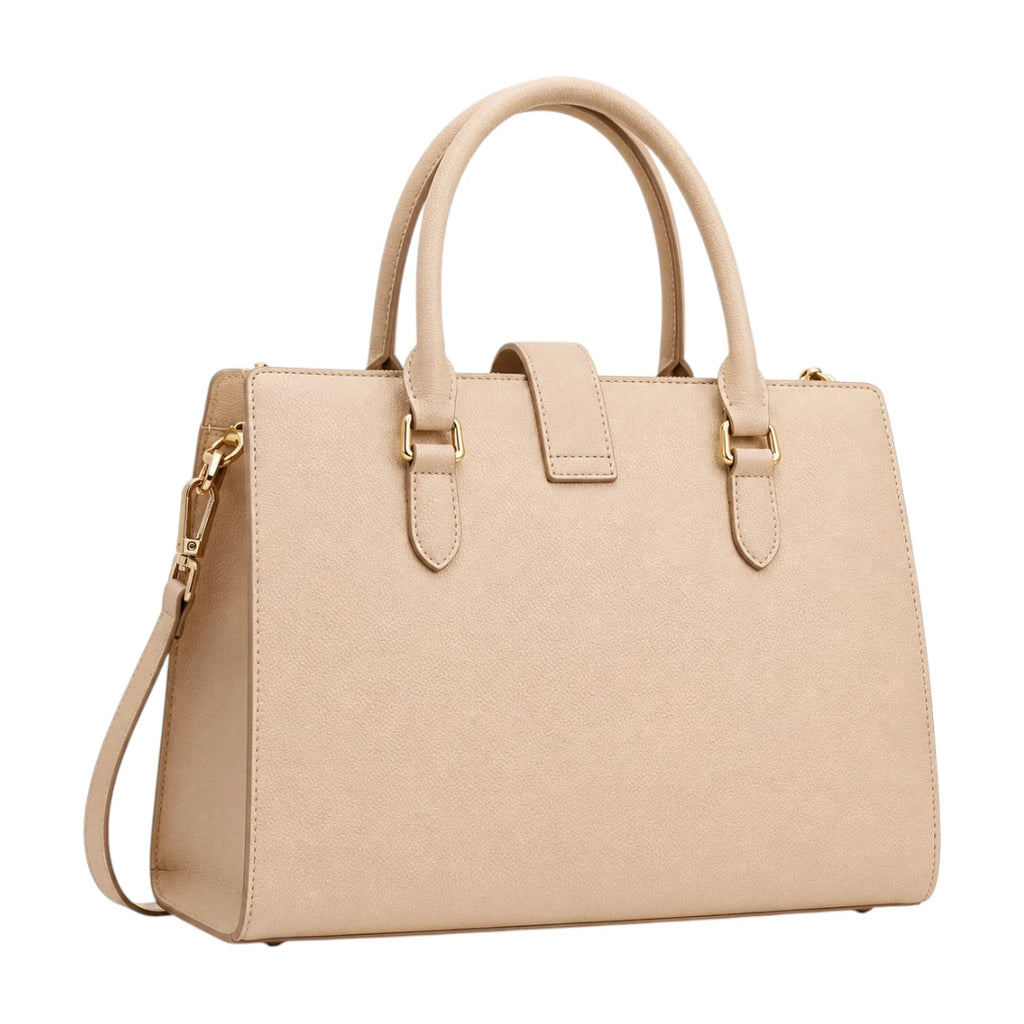 The Bag Edits Beige Classic Satchel Handbag with Shoulder Strap