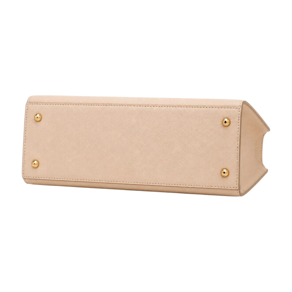 The Bag Edits Beige Classic Satchel Handbag with Shoulder Strap