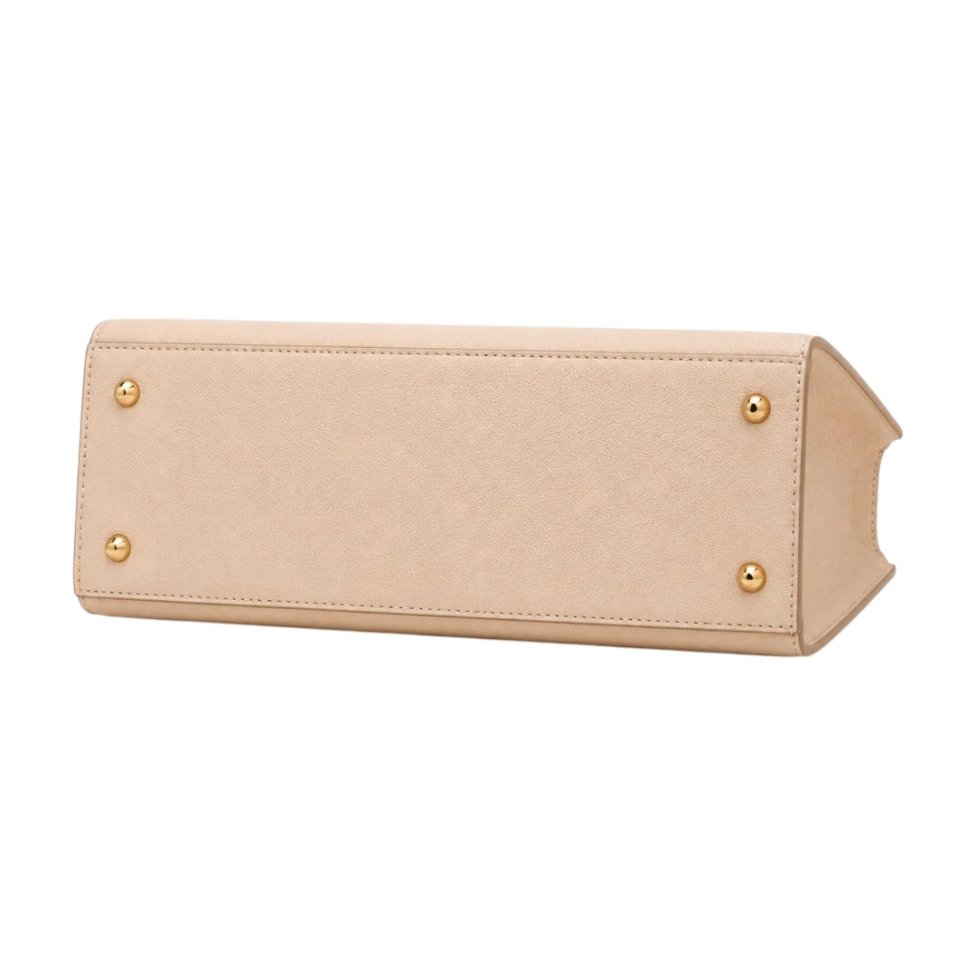 The Bag Edits Beige Classic Satchel Handbag with Shoulder Strap