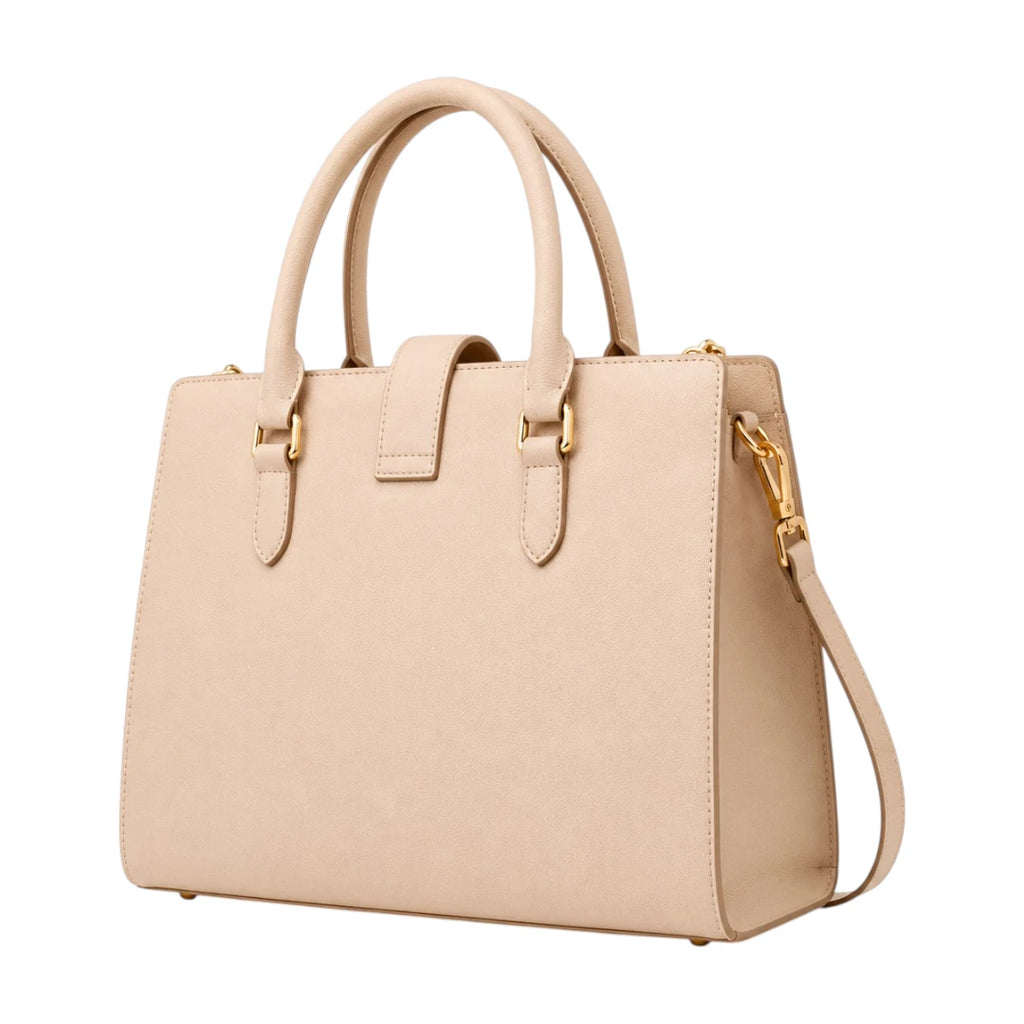 The Bag Edits Beige Classic Satchel Handbag with Shoulder Strap