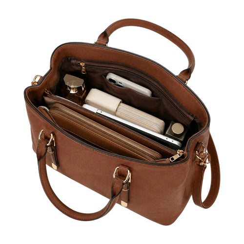 The Bag Edits Brown Satchel Bag with Dual Carry Handles