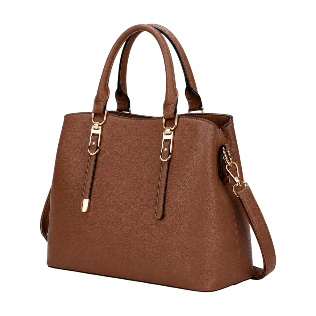 The Bag Edits Brown Satchel Bag with Dual Carry Handles