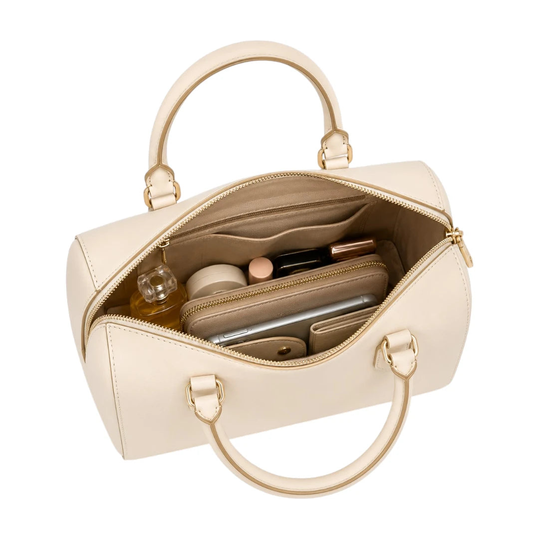 The Bag Edits Cream Satchel Handbag with Detachable Strap