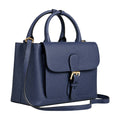 The Bag Edits Navy Satchel Handbag with Buckle Detail and Shoulder Strap